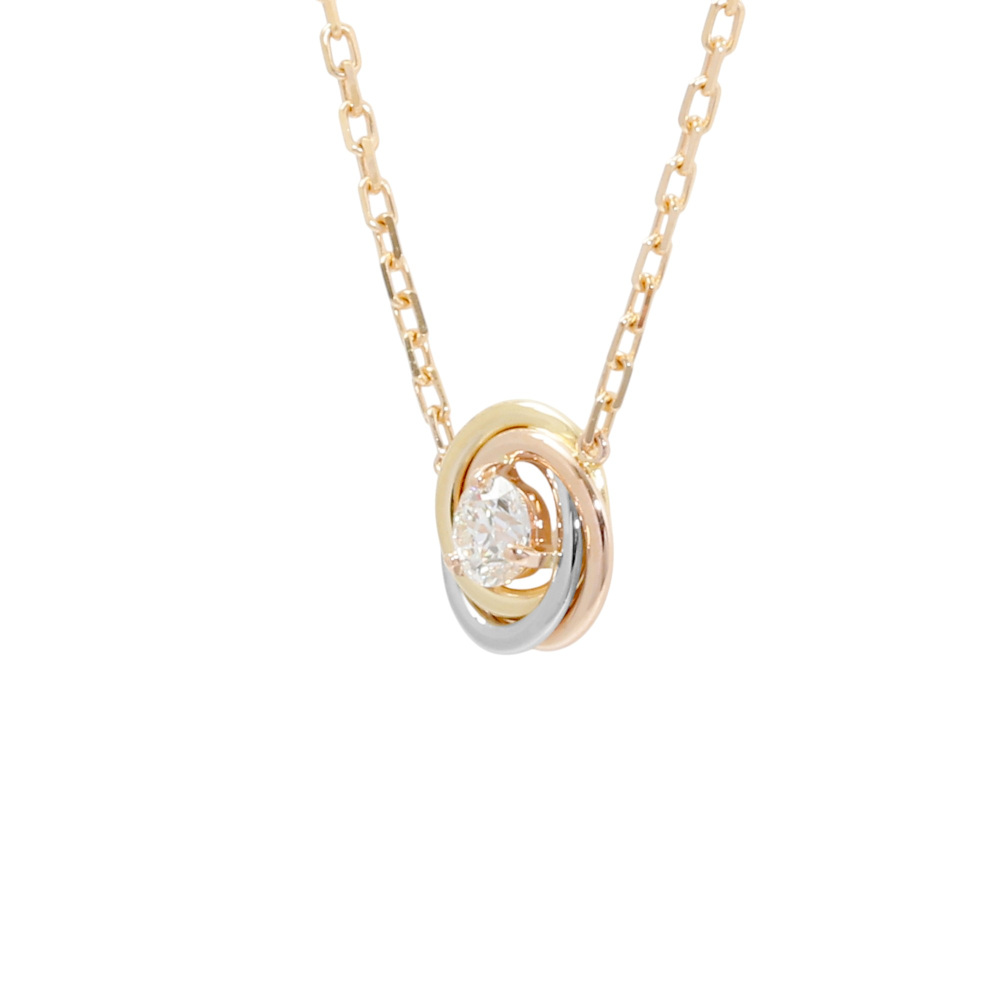 Cartier Trinity Brilliant Cut Diamond Necklace Tri-Gold B7224900