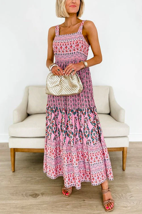 Floral Cami Maxi Dress Square NeckClistos
