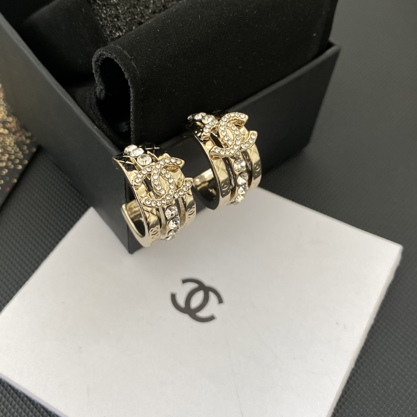 Chanel 3D Crystal Hoop Earrings - cnluxepick