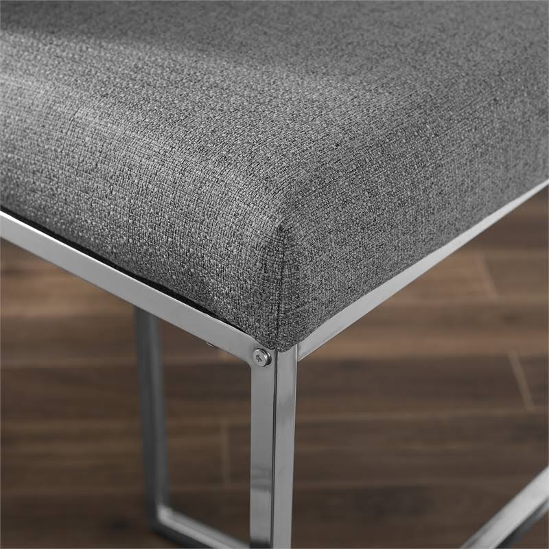 Linon Polk 30x22 Chrome Metal Bar Stool in Gray - CYMX1067
