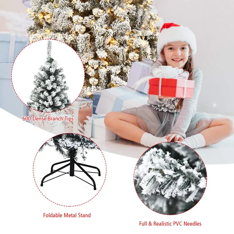 Tall Pre-Lit Artificial Christmas Tree – Available in 6ft, 7.5ft, and 9ft Hinged Designs