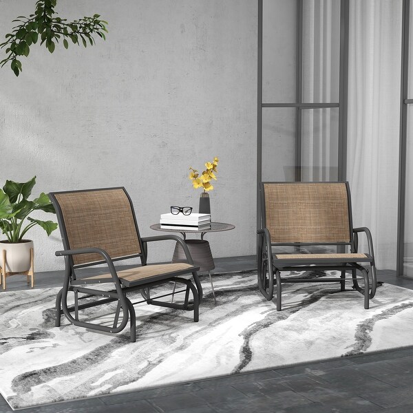 Outsunny Glider/Rocking Chair Set with Breathable Mesh Fabric,Curved Armrest