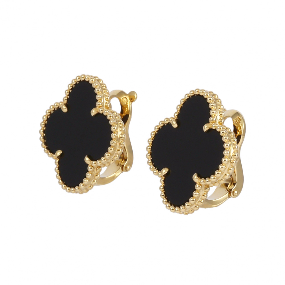 Van Cleef & Arpels Magic Alhambra Earrings 18K Yellow Gold Onyx VCARA44300