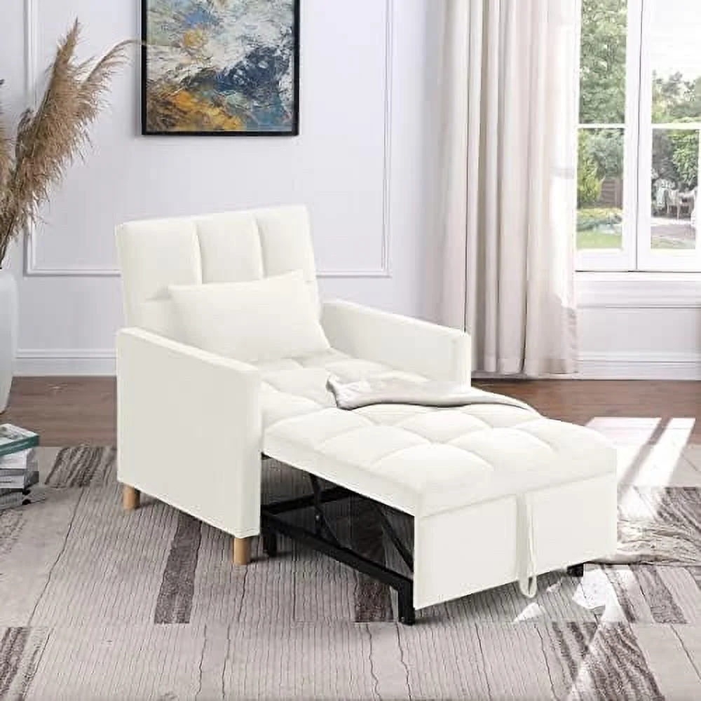 xrboomlife Multi-Functional Convertible Chair Sleeper Velvet Adjustable Single Sofa Bed with Lumbar for Studio Dorm  Apartment  Bedroom Office Living Room
