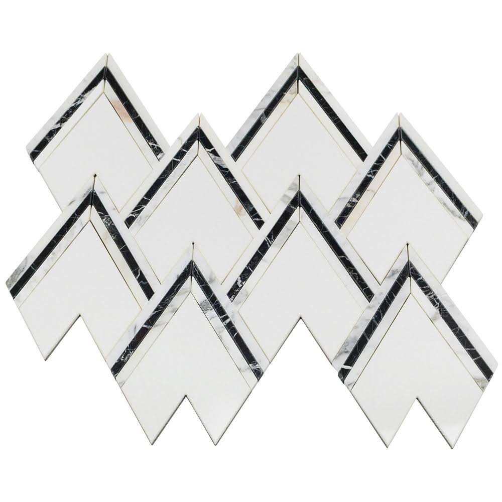 Ogee 4x22 x 5.5x22 Chevron Mosaic Tile Ivy Hill Tile Black/White