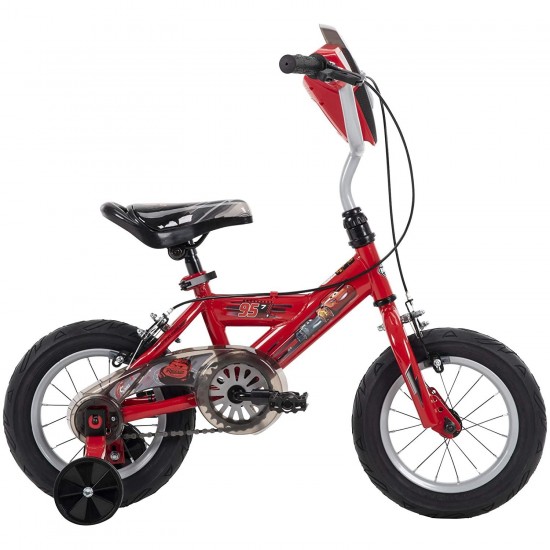 Cars Kid Bike Quick Connect Assembly, Handlebar Plaque w/Sounds & Training Wheels, 12″