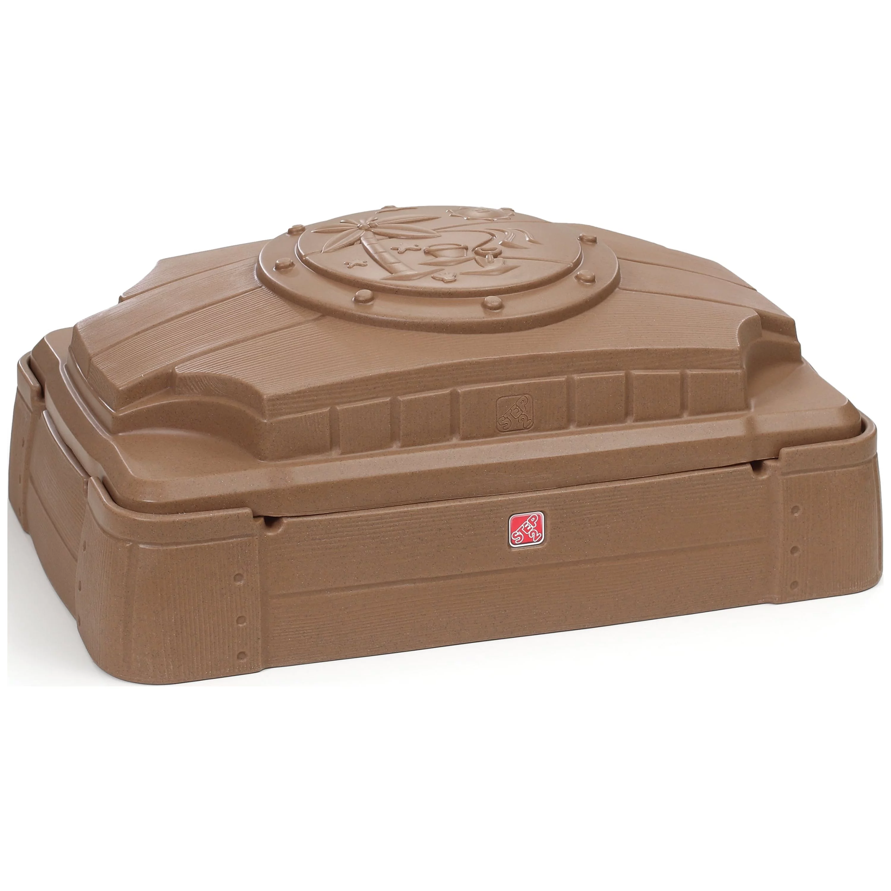 Step2 Play and Store Kids Plastic Sandbox with Cover, Brown