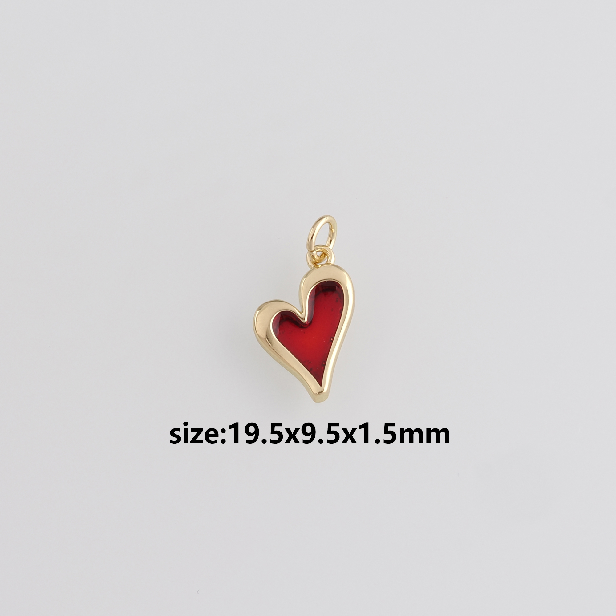 18K Gold Filled Heart Pendant,Enamel Heart Charm Earrings Necklace for DIY Jewelry Making Supply
