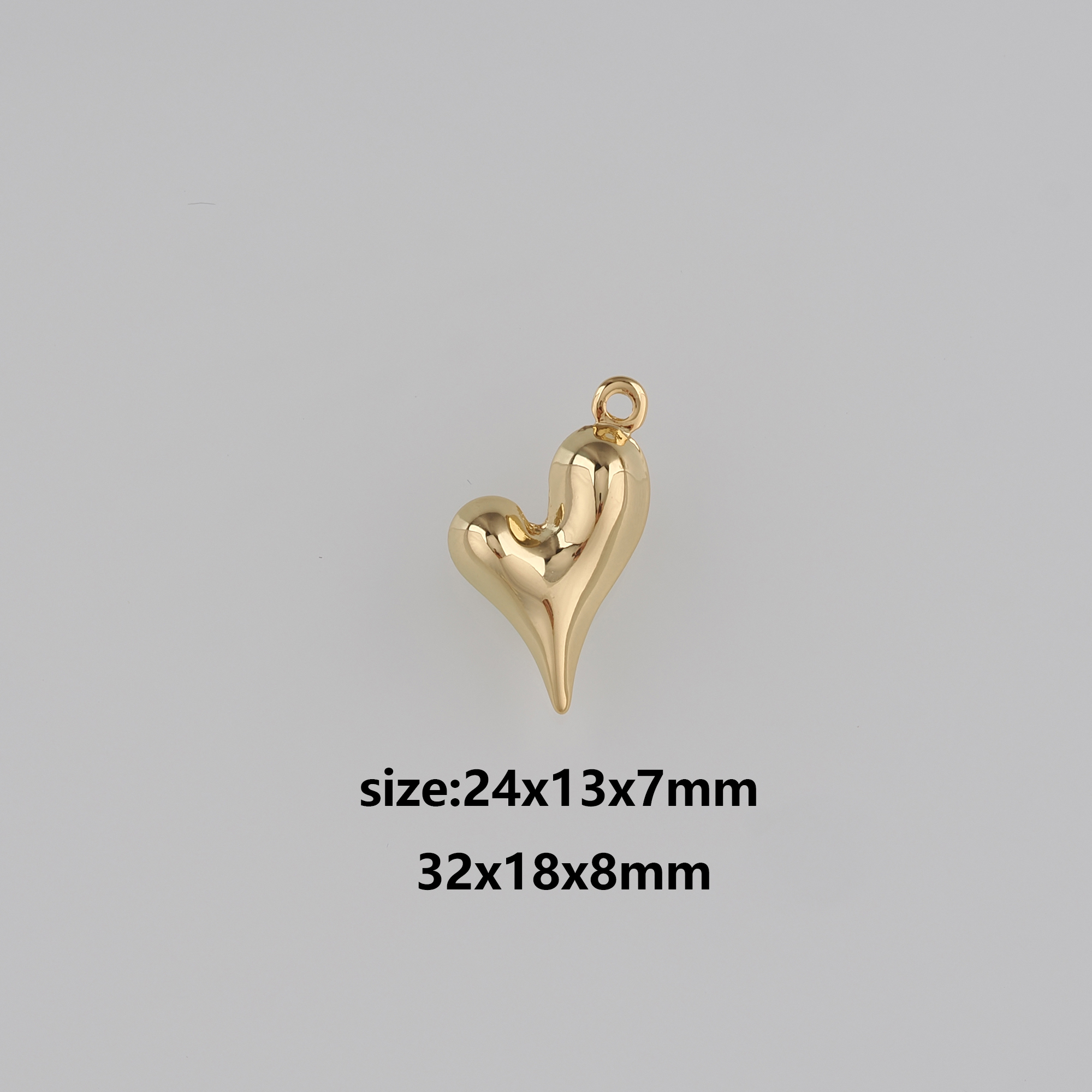 18K Gold Filled Heart Pendant,Gold Heart Charm Earrings Necklace for DIY Jewelry Making Supply