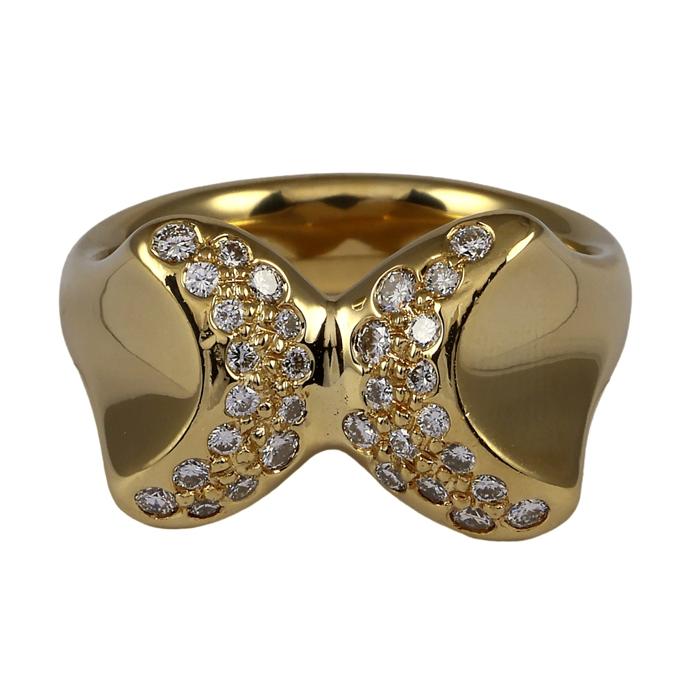 Tiffany & Co. Tiffany Butterfly Elsa Peretti K18YG Yellow Gold Ring Diamond