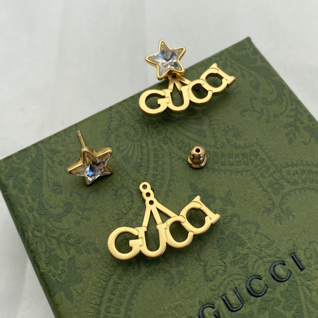 Gucci Crystal Star Gold Earrings 679076 J1D50 8031