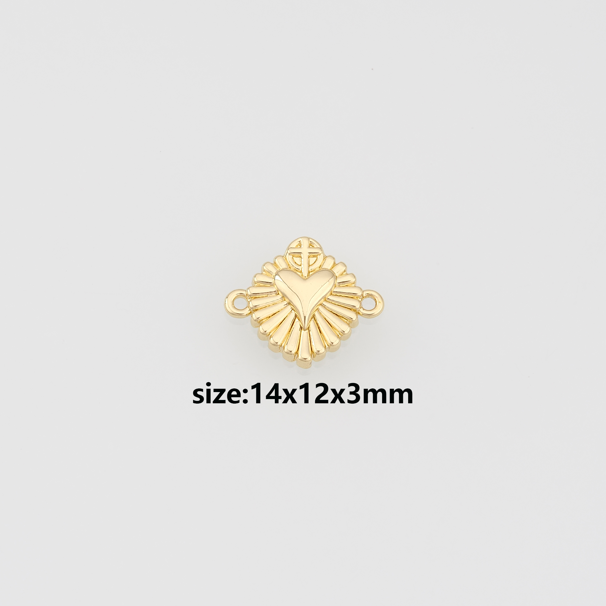 18K Gold Filled Sacred Heart Connector,Sacred Heart Charm Necklace Bracelet for DIY Jewelry Making Supply