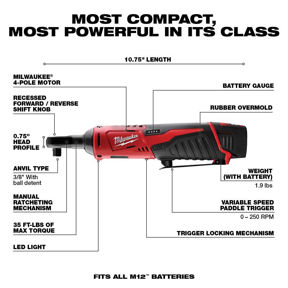 Milwaukee M12 5 Tool Combo Kit 2498-25
