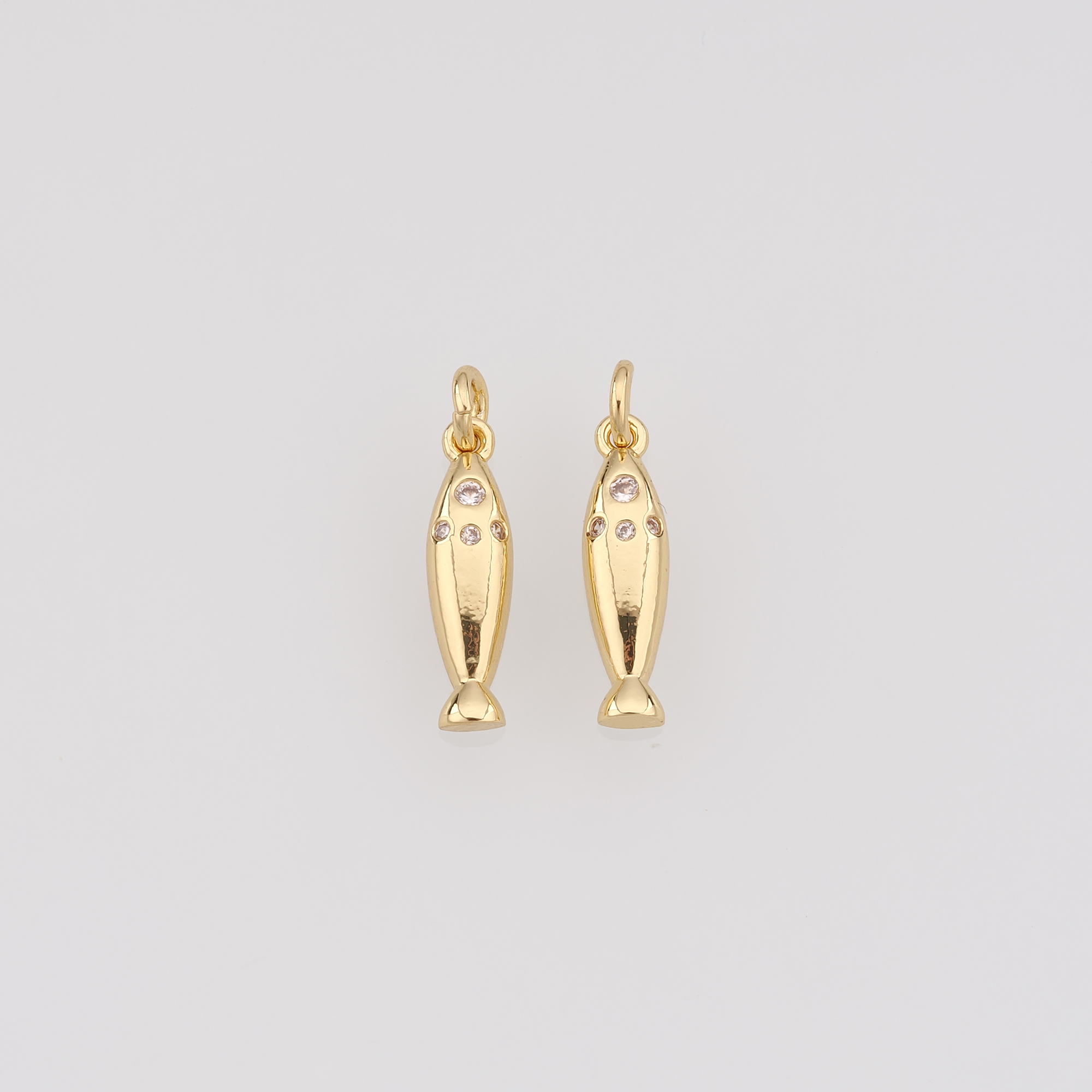 18K Gold Filled Fish Pendant,CZ Ocean Charm Earrings Necklace for DIY Jewelry Making Supply
