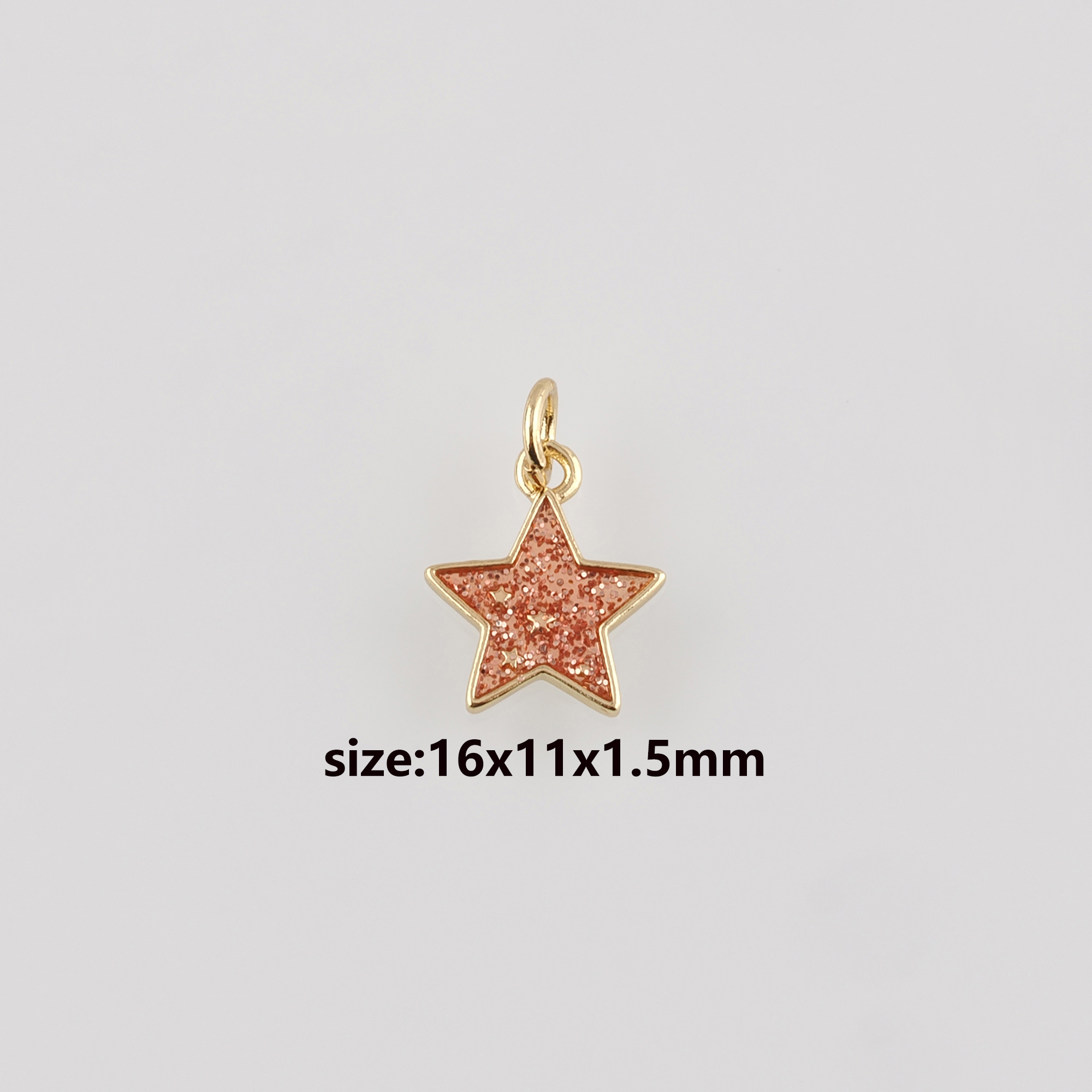 18K Gold Filled Star Pendant,Enamel Celestial Charm Earrings Necklace for DIY Jewelry Making Supply