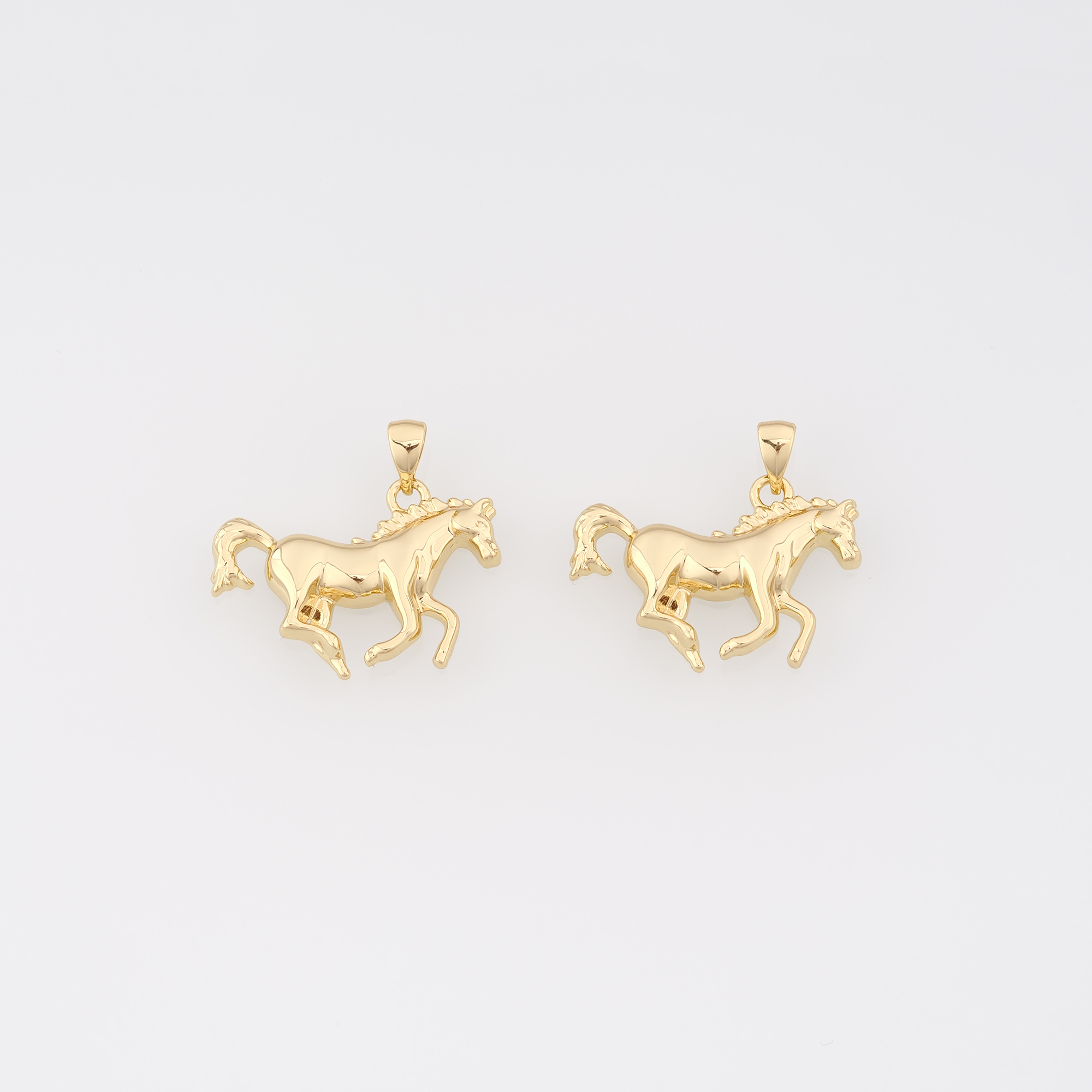 18K Gold Filled Horse Pendant,Horse Charm Earrings Necklace for DIY Jewelry Making Supply