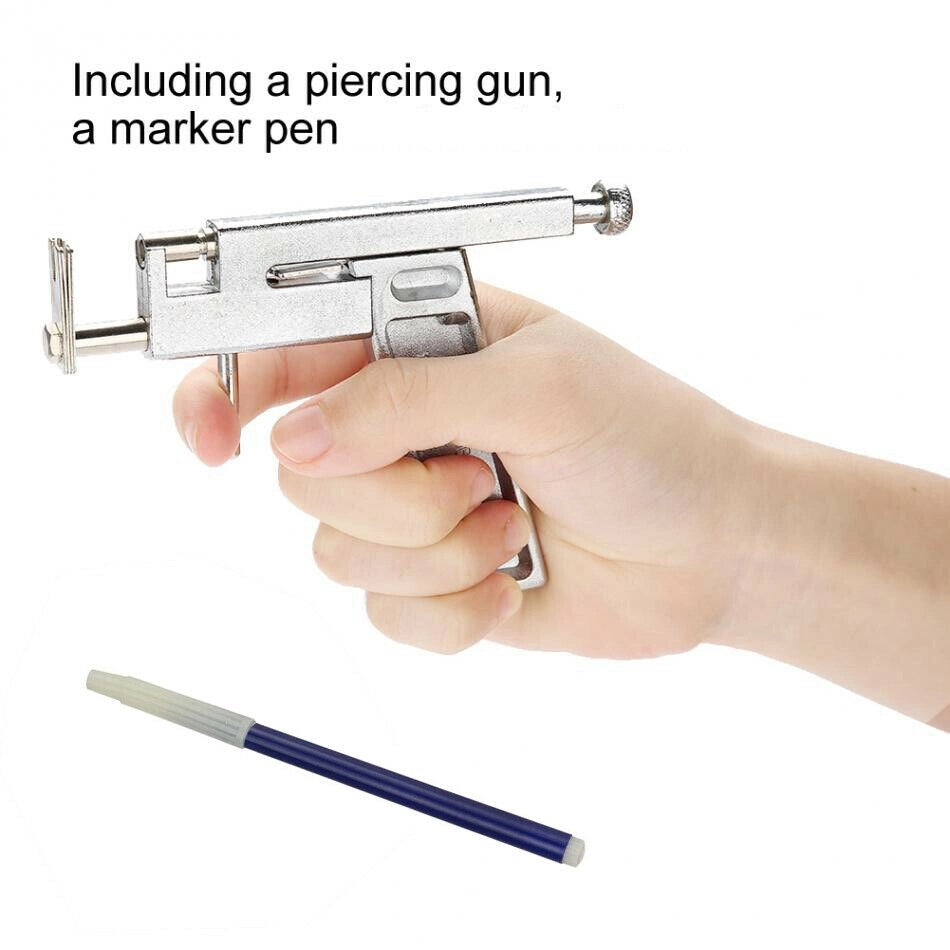 Professional Steel Ear Nose Navel Body Piercing Gun 98pcs Studs Tool Kit Set