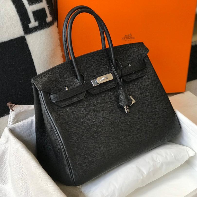 Hermes Birkin 35Cm Bag Black Togo Silver Hardware