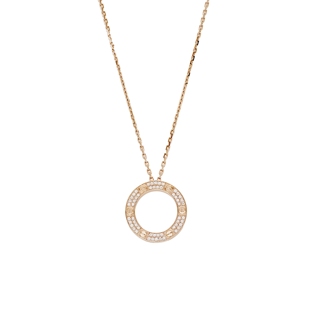 Cartier Love Pavé Setting Necklace 18K Rose Gold Diamond B7224527