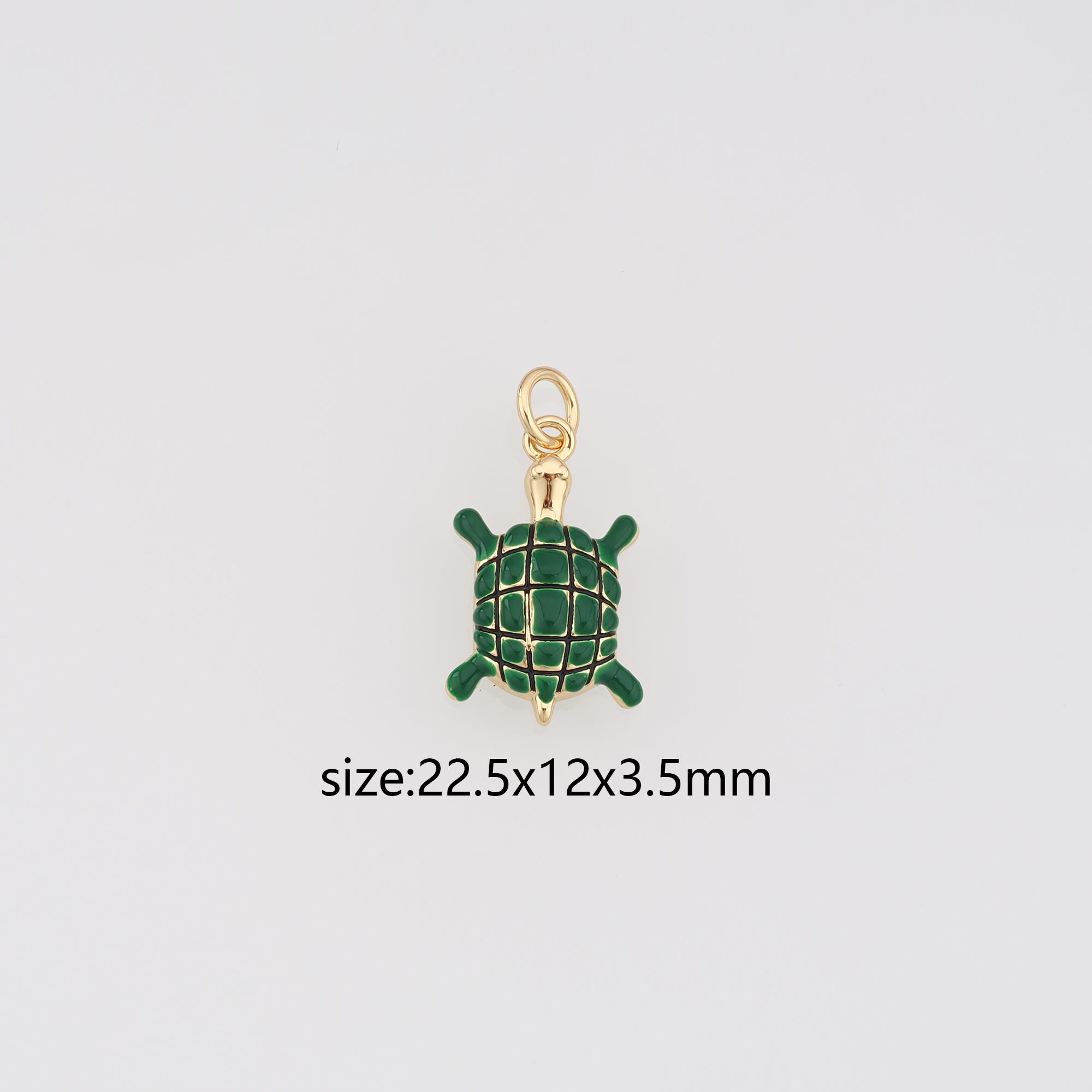 18K Gold Filled Turtle Pendant,Enamel Turtle Charm Earrings Necklace for DIY Jewelry Making Supply