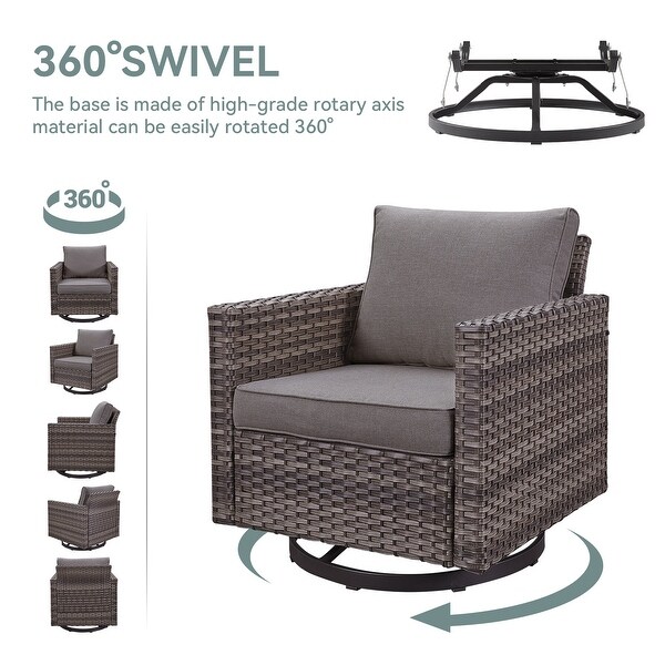 PE Wicker Sofa Rocking Chair Ottoman Set of 9