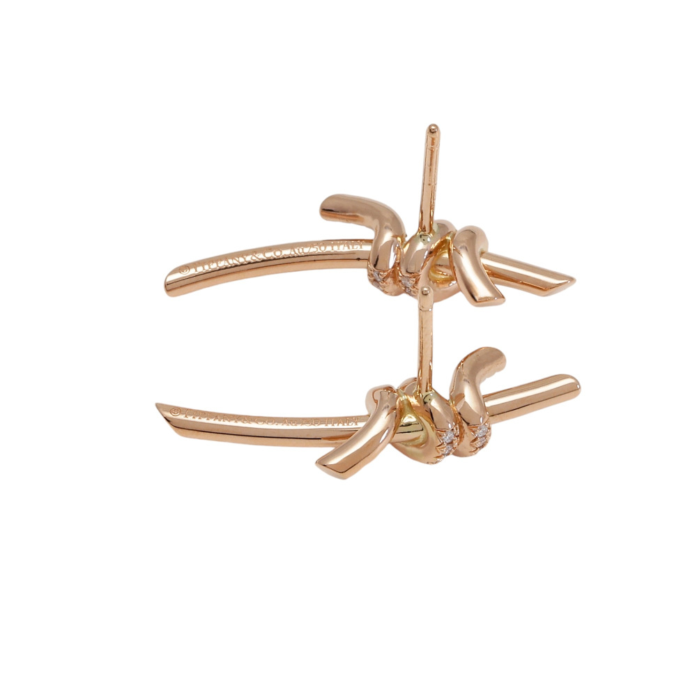 Tiffany & Co. Knot Earrings 18K Rose Gold Diamond 69526136