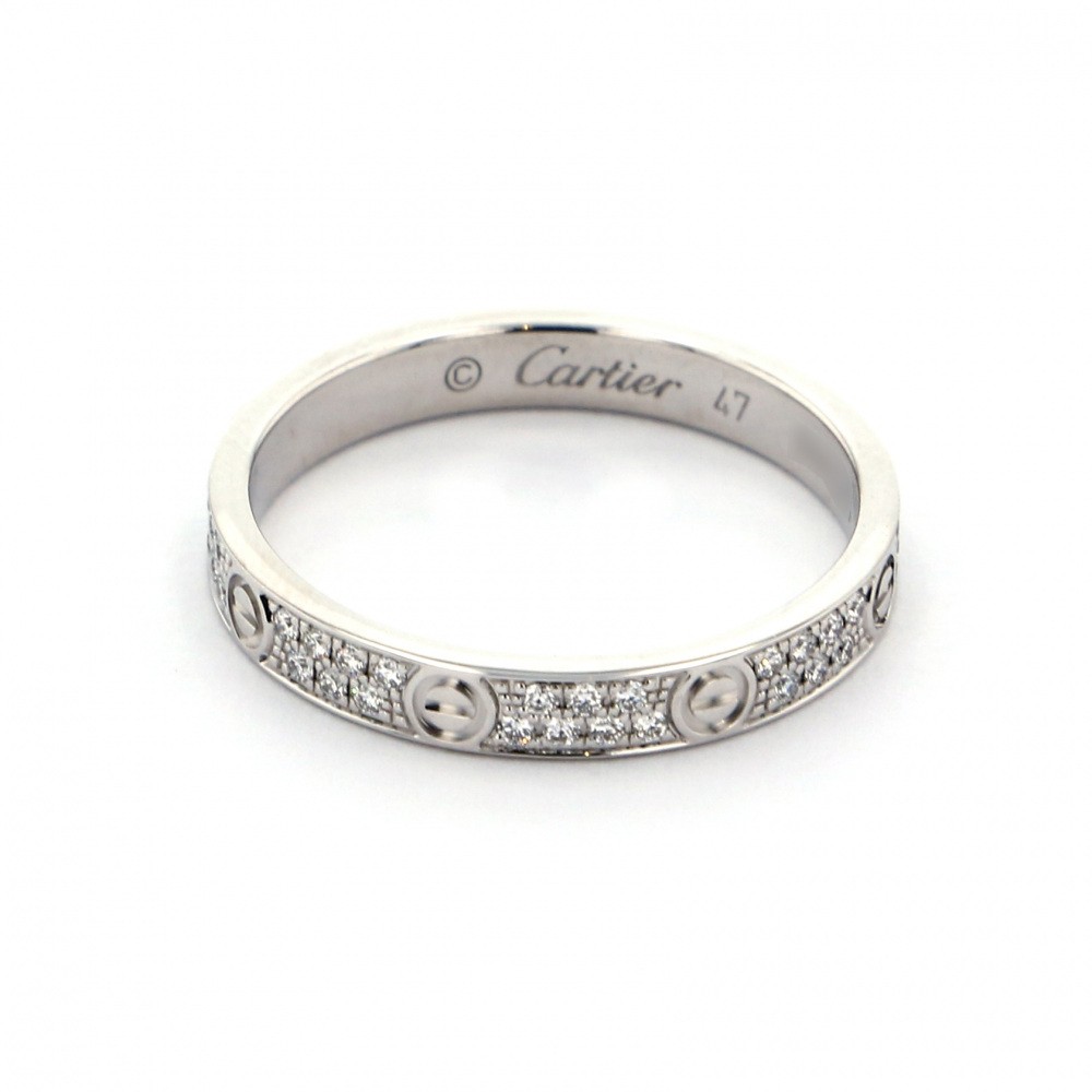 Cartier Love Sm #47 Ring 18K White Gold Diamond