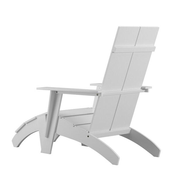 Modern AllWeather Dual Slat Adirondack Style Chair with Footrest