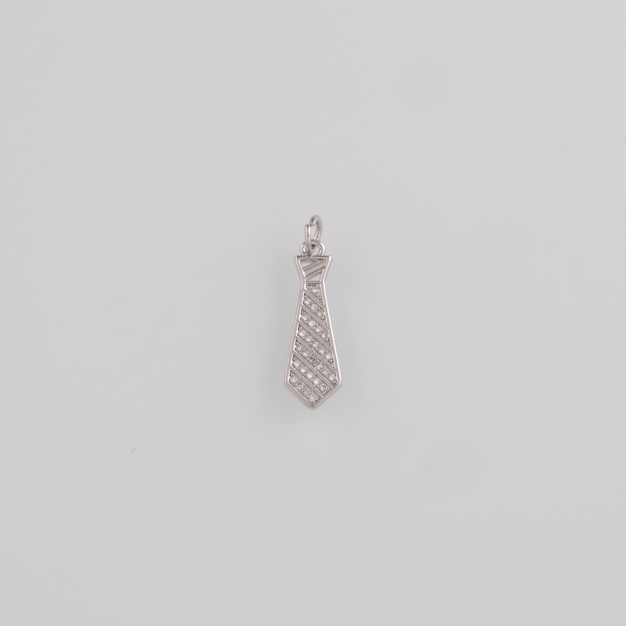 18K Gold Filled Tie Pendant,CZ Micro Pave Tie Charm Earrings Necklace for DIY Jewelry Making Supply