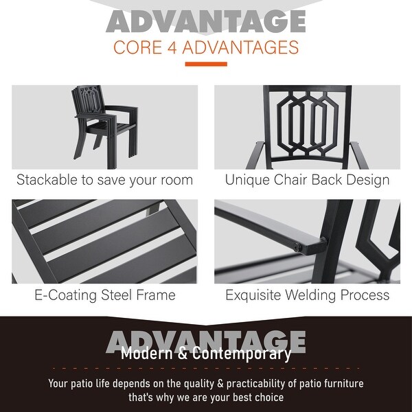 MAISON ARTS Patio Dining Set 7 Piece Metal Rectangle Patio Table with 2.6