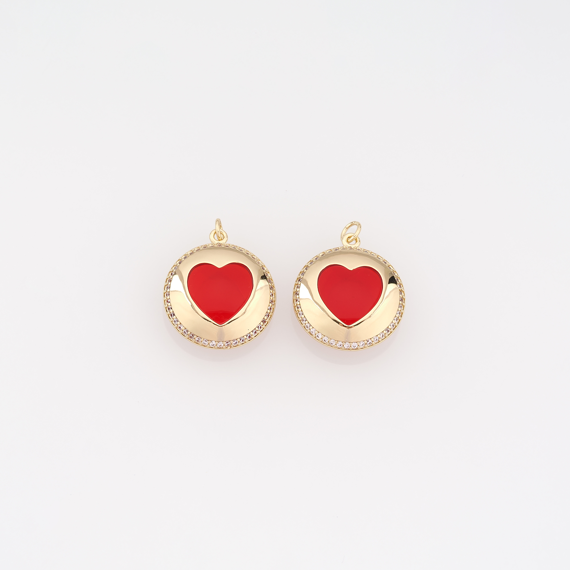 18K Gold Filled Heart Pendant,Enamel Heart Charm Earrings Necklace for DIY Jewelry Making Supply