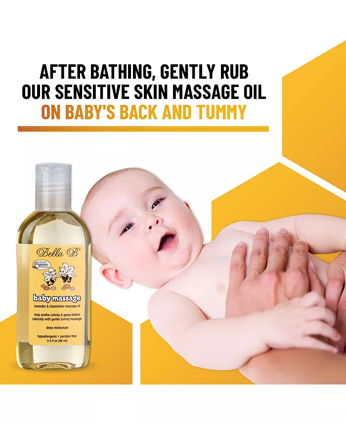 Bella B Naturals Bundle: Little Bee Decongesting Chest Rub 2 oz and Baby Massage Oil 3.3 oz