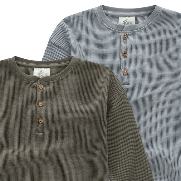 Topolino Pure Collection 2 Jungen Langarmshirts aus Waffel-Piqué
