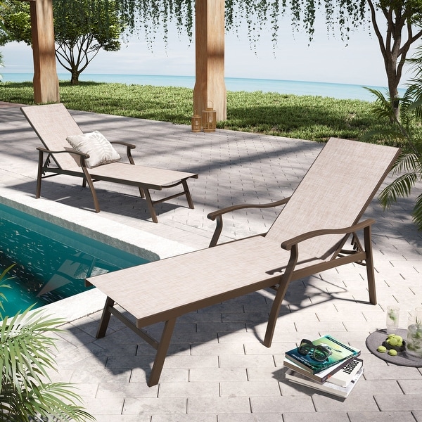 Pellebant 2PCS Patio Aluminum Adjustable Chaise Lounge Chair