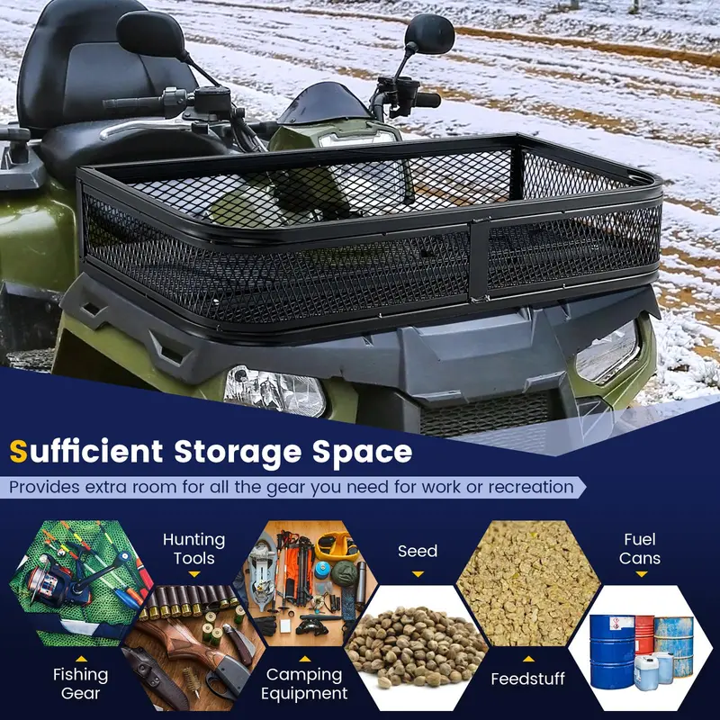 Universal ATV Front Cargo Rack – 36.5″L x 17.5″W x 6.5″H Steel Frame