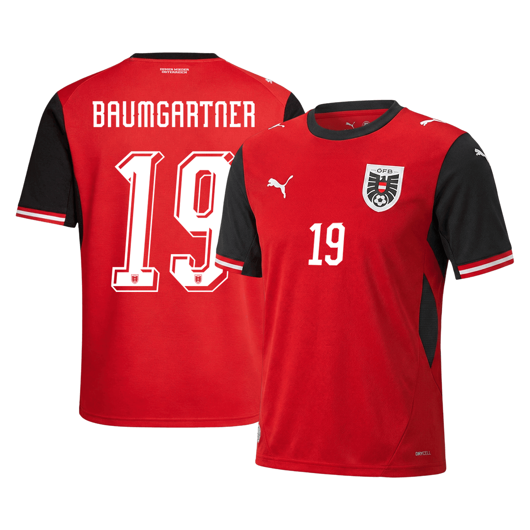 BAUMGARTNER #19 Austria Home Soccer Jersey World Cup 2026