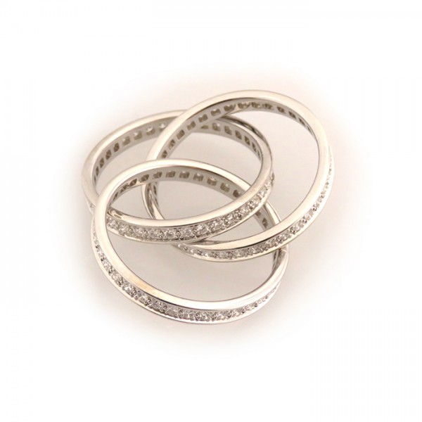 Cartier Trinity Three Bangles Ring 18K White Gold Diamond