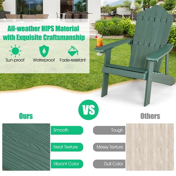 Costway Patio HIPS Adirondack Chair with Cup Holder Weather Resistant