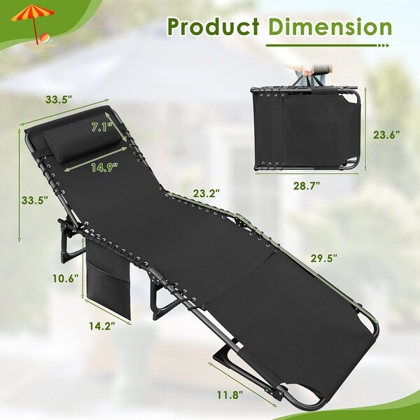Homall Foldable with Facehole,Lounge Coffee Chair 12 Inch High 5Position Adjustable Patio Lounge Chair Beach Pool Coffee Chair