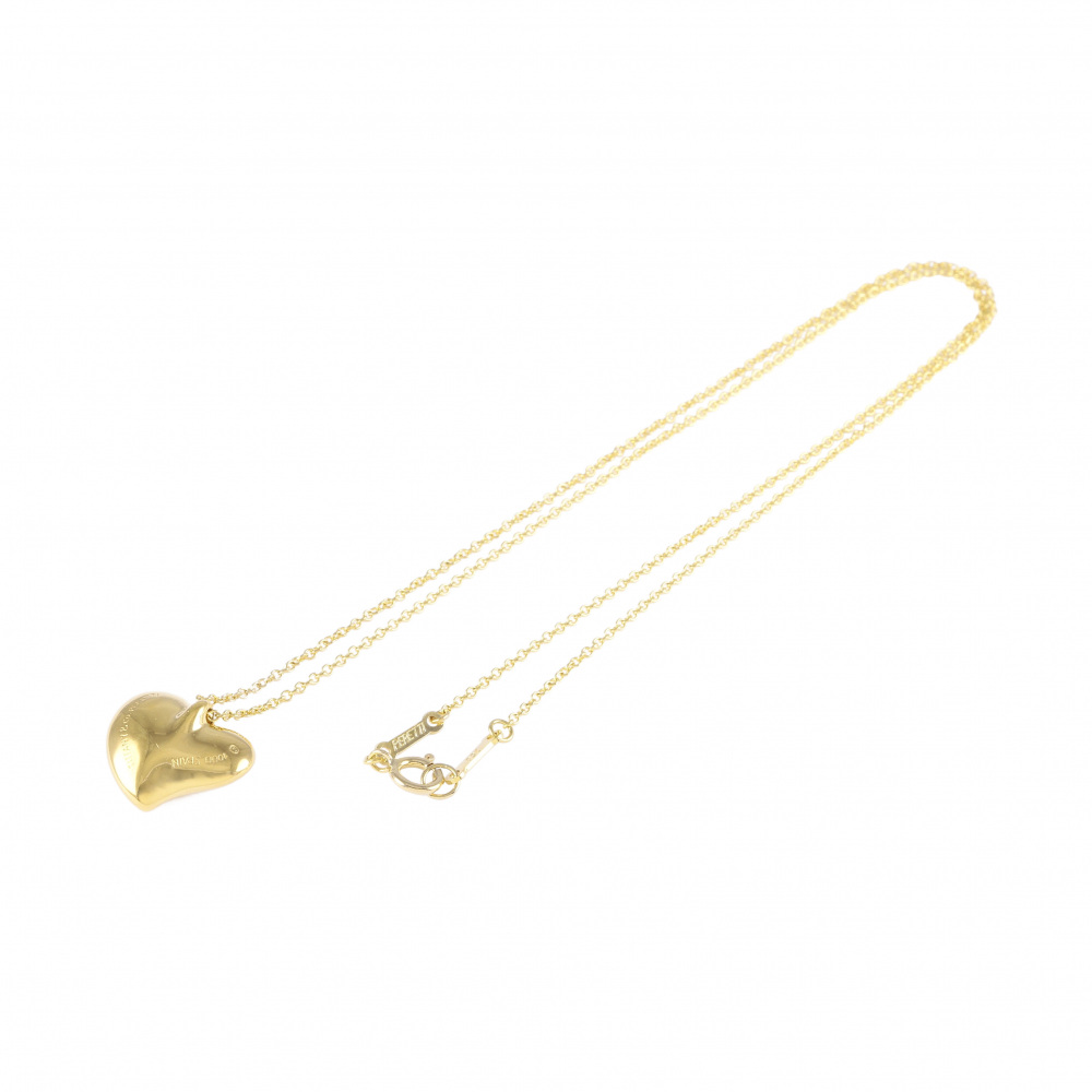 Tiffany & Co. Elsa Peretti Carved Heart Motif Necklace 18K Yellow Gold