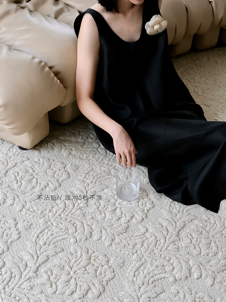 CP097 - Stunning! Iris Relief Pure Natural Four Seasons Alginate “Micro Waterproof” Cream Living Room Carpet