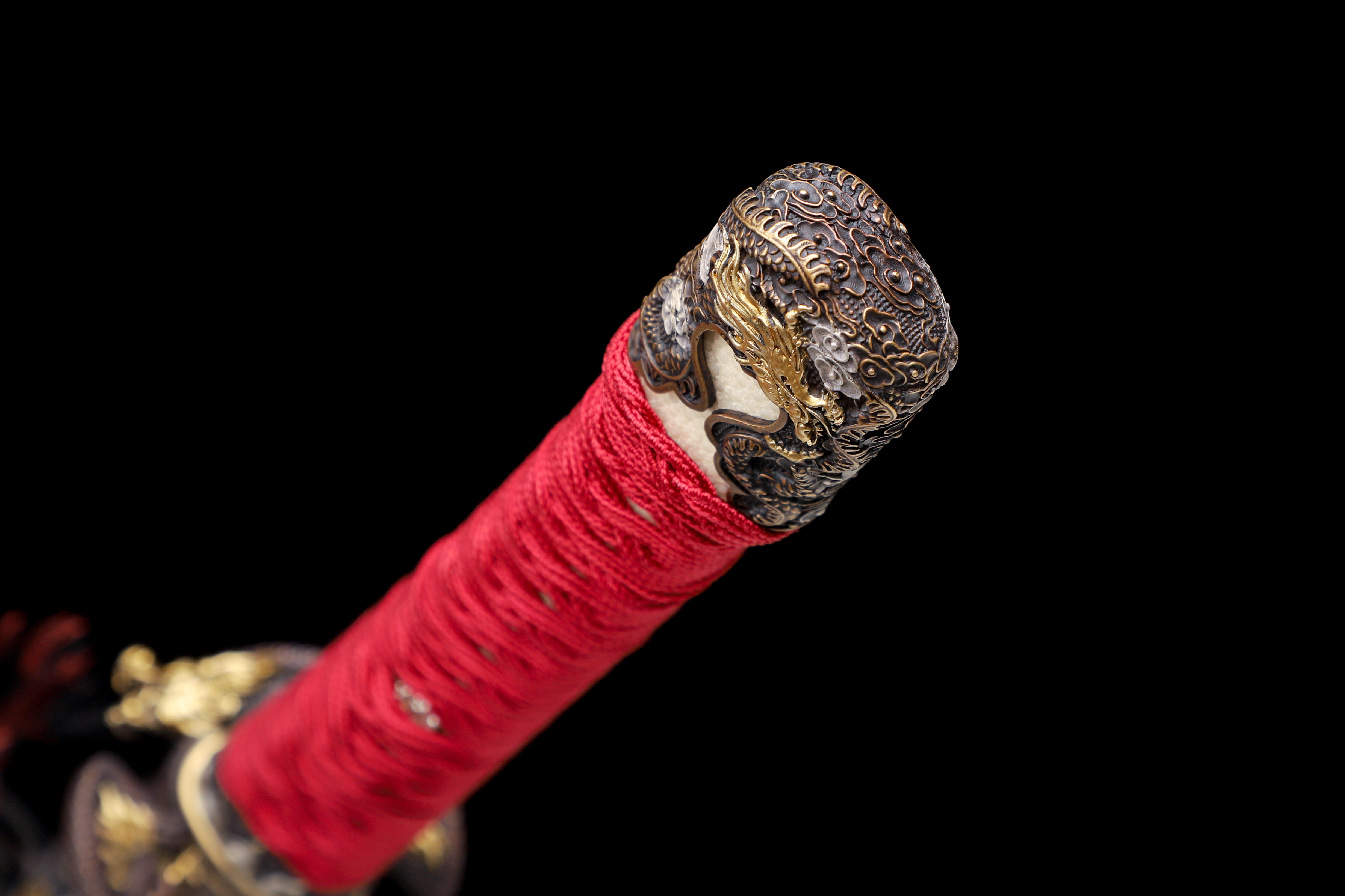 Handmade Katana Go-Mai Gold Body Blue Edge Dragon Tsuba Full Tang