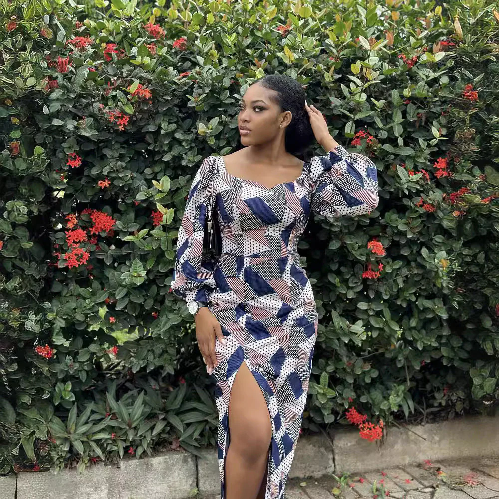 Elegant Maxi Dress with Slit & V-NeckClistos