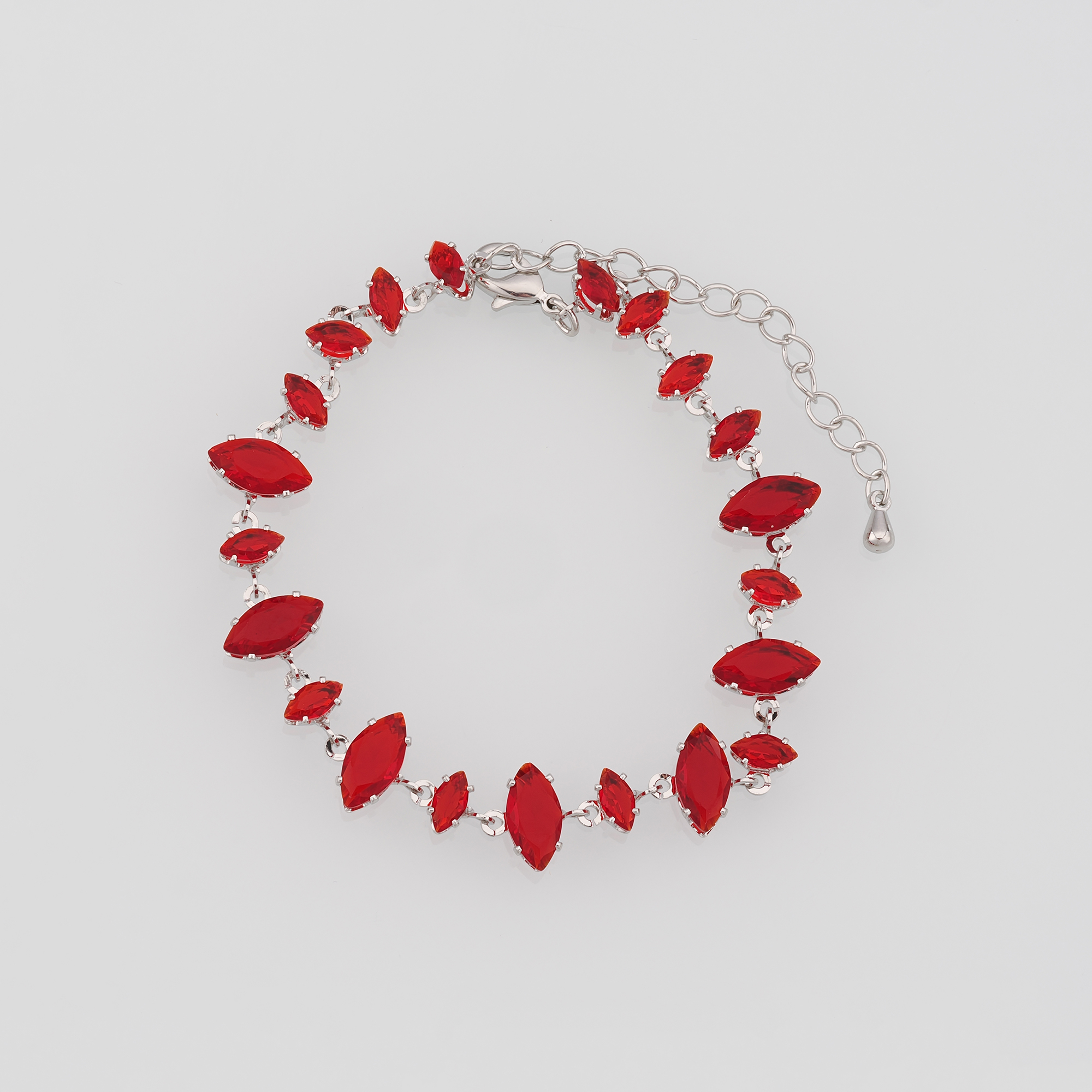 18K Gold Filled Oval Bracelet,Zircon Bracelet,Red Stone Bracelet,Adjustable Bracelet,Gift For Her