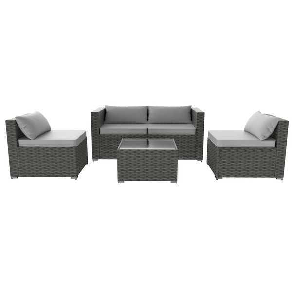 5Piece Patio Wicker Rattan Sectional Sofa Set
