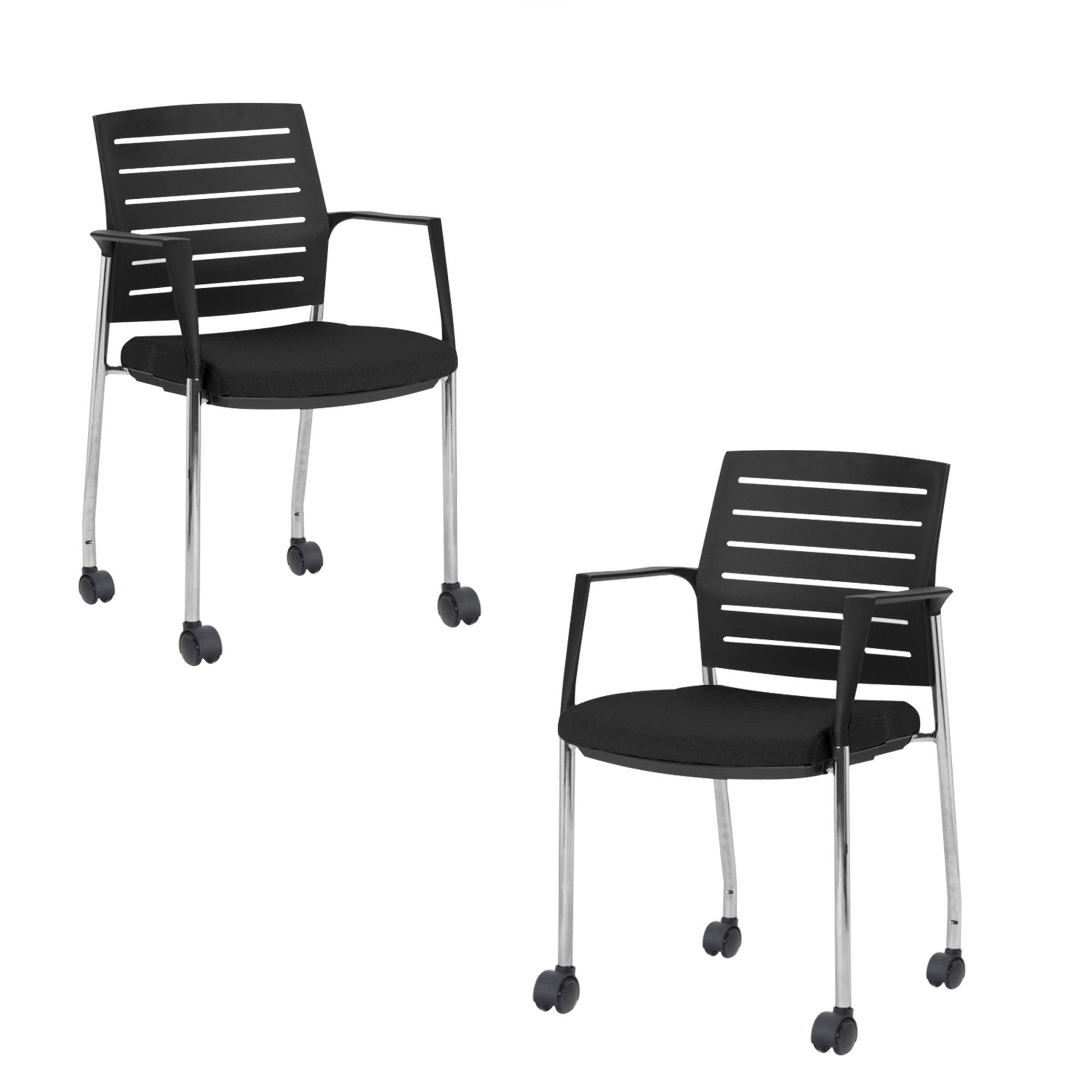 Mesh Guest or Reception Stacking Chairs (Set of 2) Beige