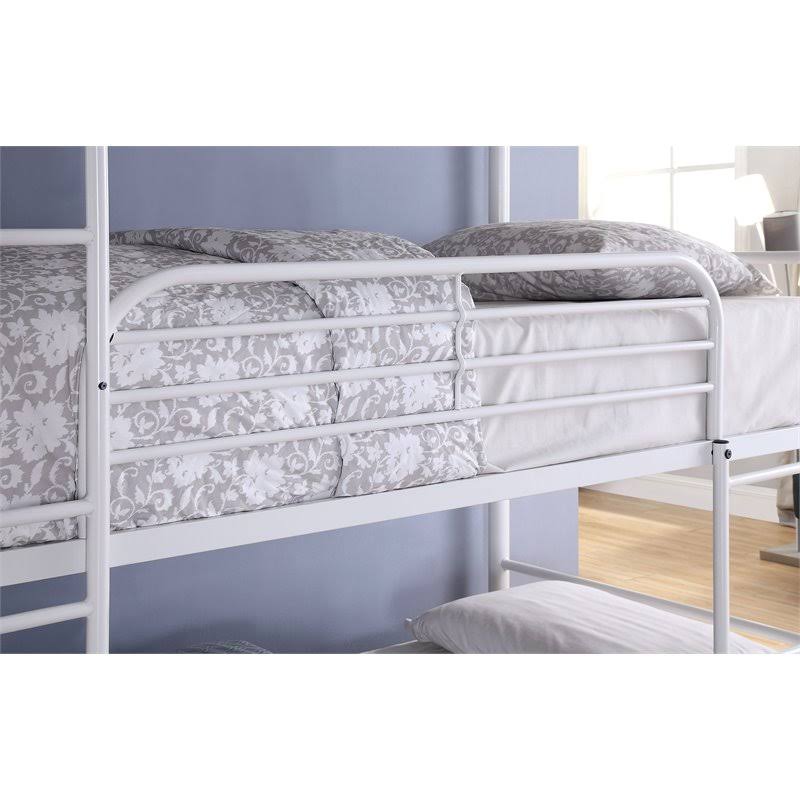 Furniture of America Jasper Modern Metal Twin Triple Bunk Bed in White