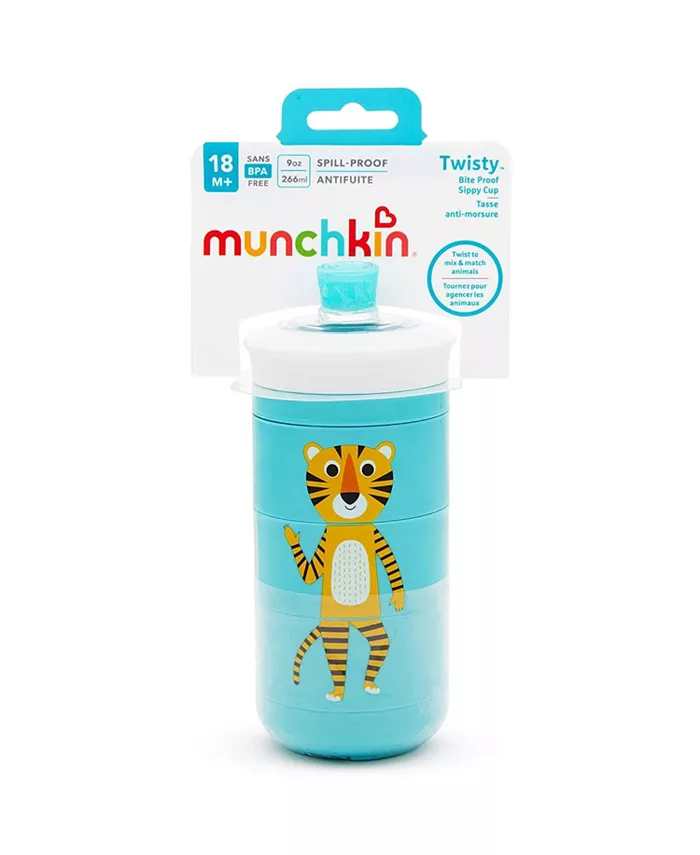 Munchkin Toddler Twisty Mix and Match Animals Bite Proof Sippy Cup, 9 Oz, Blue