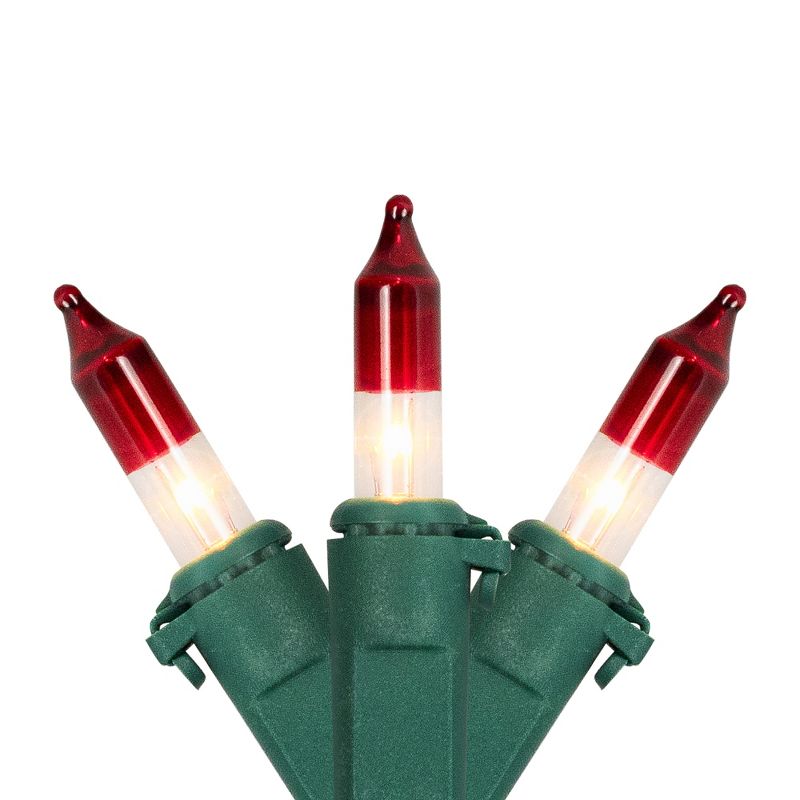 Northlight Mini Christmas Light Set - Clear with Red Tips - 10' Green Wire - 50ct