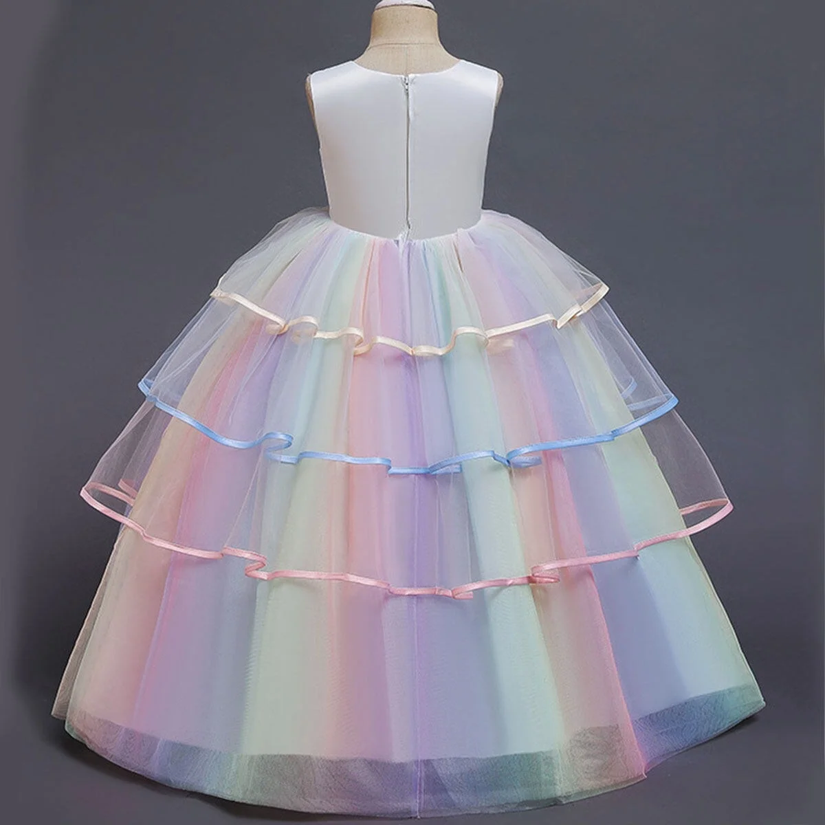 HAWEE Girls Unicorn Princess Dress Fancy Party Costume Dress up Wedding Birthday Party Gown for Age 3-14 Years Old